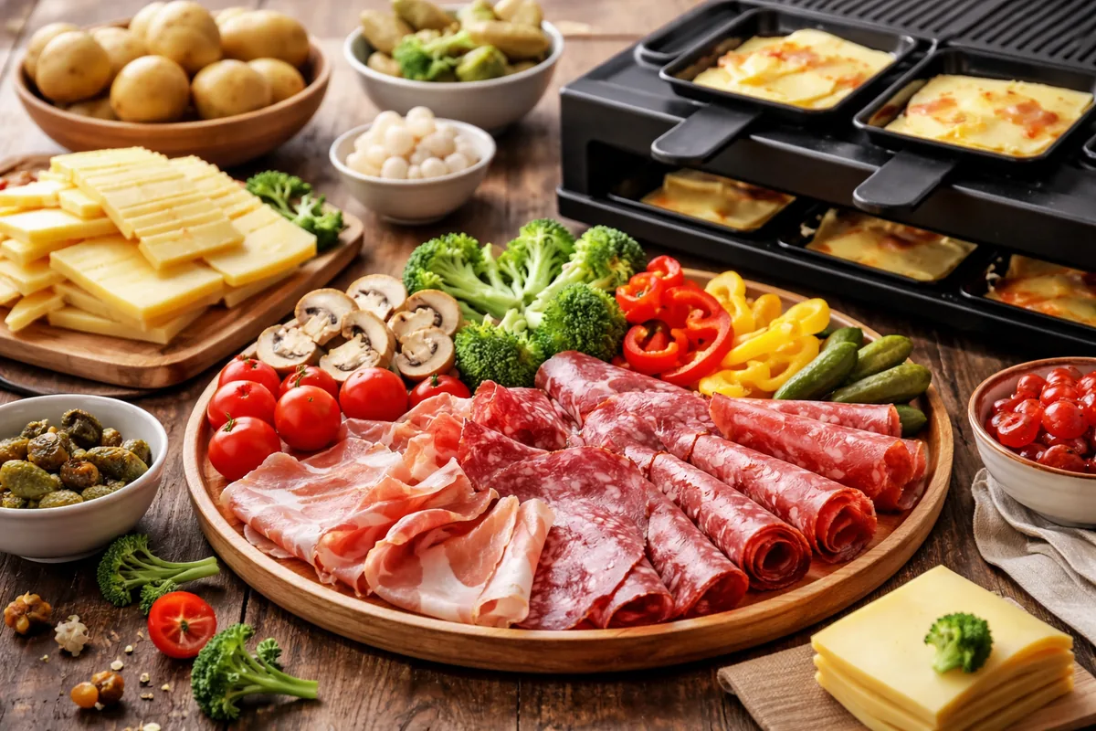 Comment préparer une raclette savoyarde avec des légumes et de la charcuterie